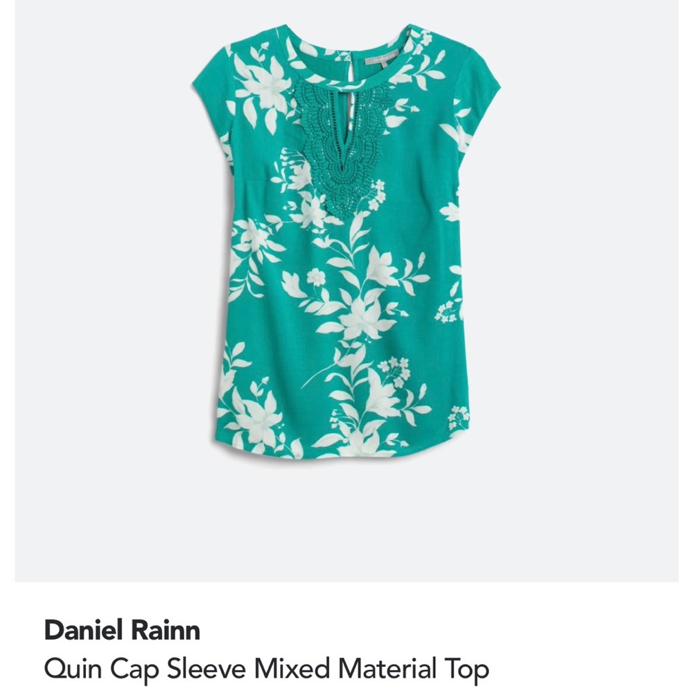 Daniel Rainn Quin Cap Sleeve Mixed Material Top